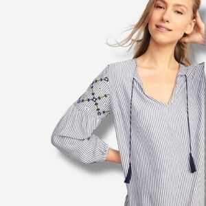 Navy Striped Embroidered Shift Dress by Old Navy- Size Small